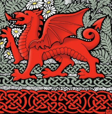 BAB128 Red Dragon Celtic Border Blank