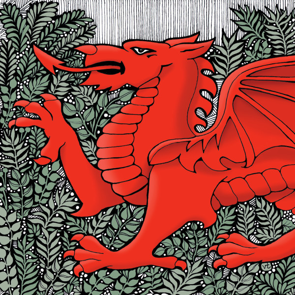 BAB129 Rampant Red Dragon Blank
