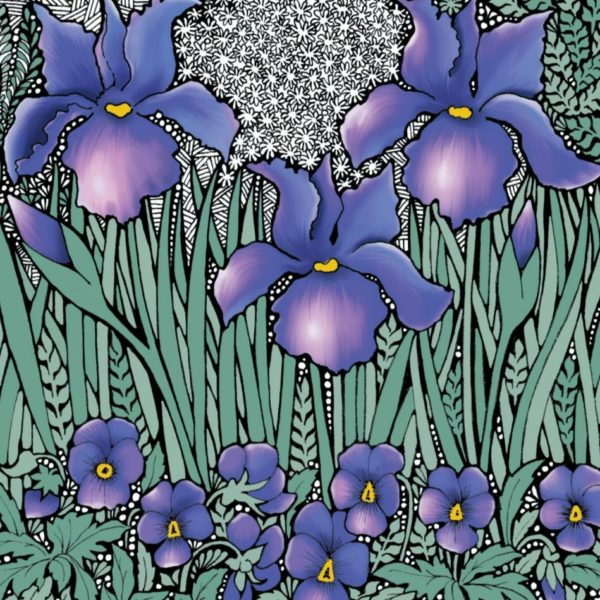 BAB185 Blue Irises Blank