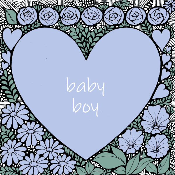 OAB215 Baby Boy Blue Hearts and Flowers