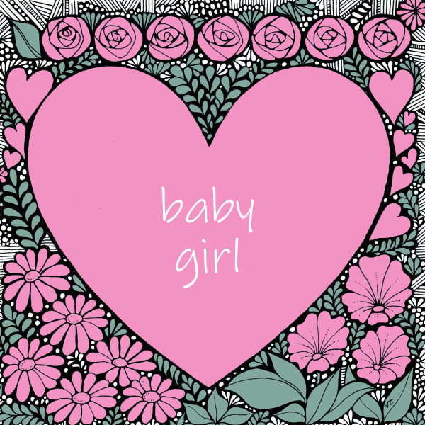 OAB216 Baby Girl Pink Hearts and Flowers