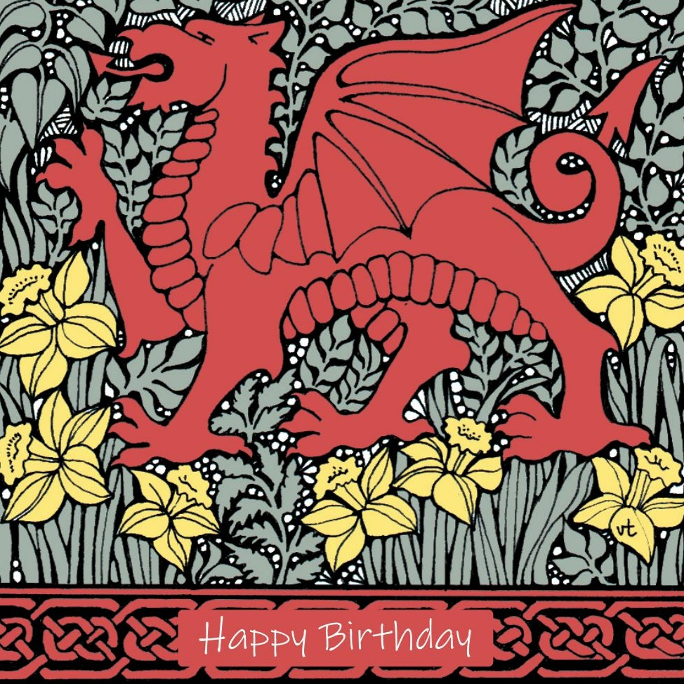 OAB266 Happy Birthday Daffodil Dragon