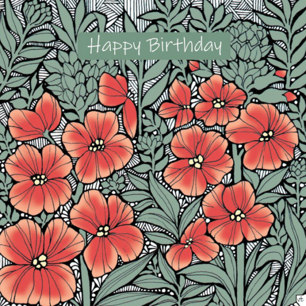 OAB278 Red Wallflowers Happy Birthday