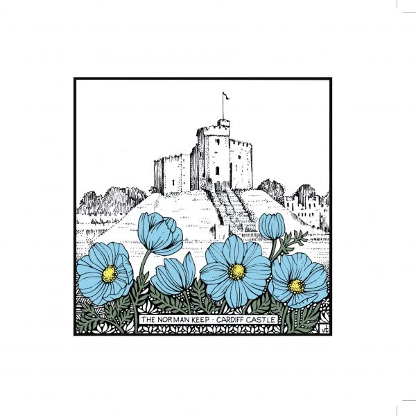 WOAB742 Cardiff Castle Norman Keep Blue Cosmos (Milltir Sgwâr ~ Square Mile)