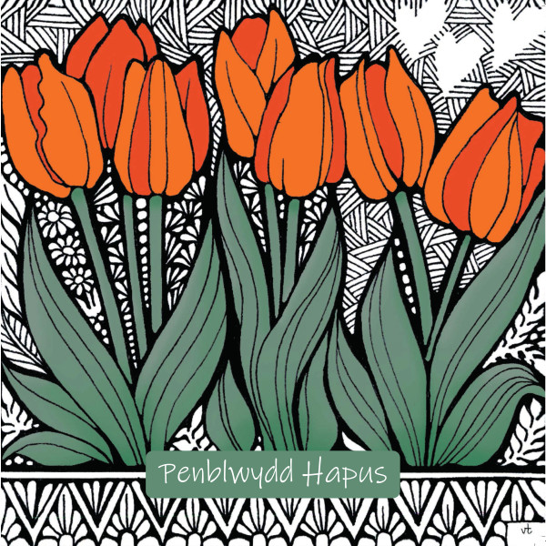 WOAB706 Orange Tulips Penblwydd Hapus