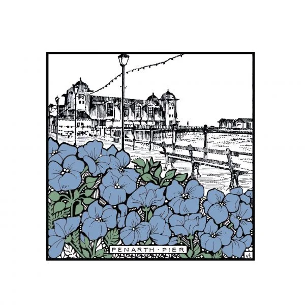 WOAB729 Penarth Pier Blue Geraniums (Milltir Sgwâr ~ Square Mile)