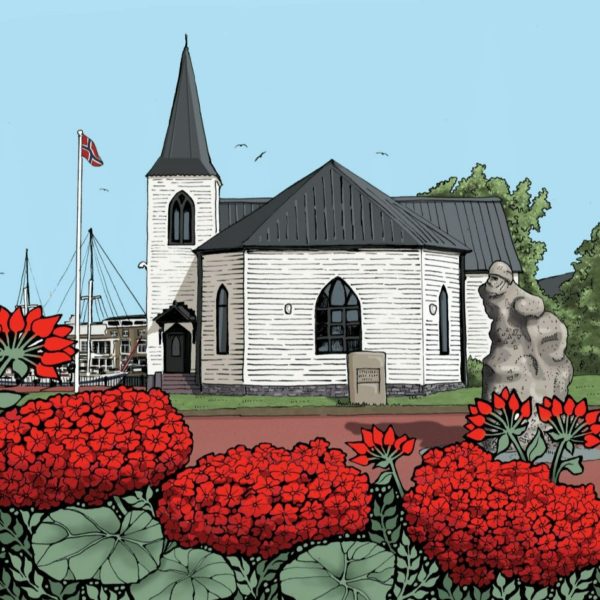 WOAB737 Cardiff Norwegian Church Pelargoniums Milltir Sgwâr Square Mile