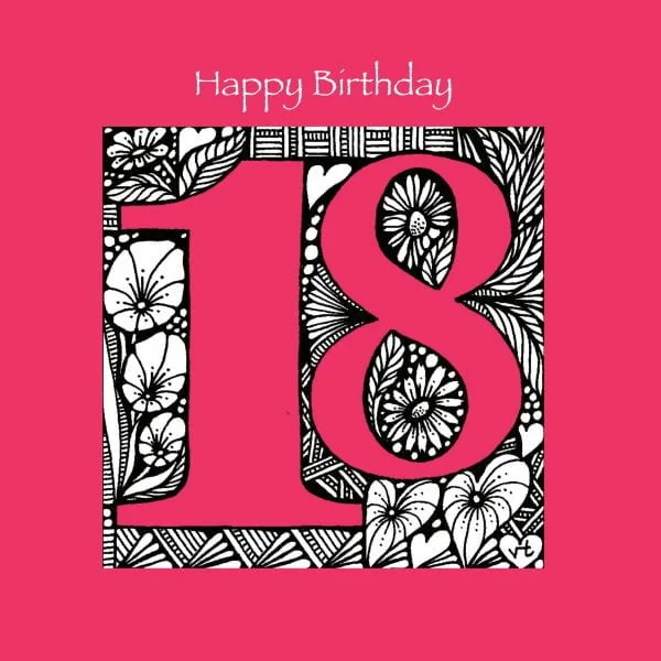 AAB927 18th Happy Birthday Pink floral