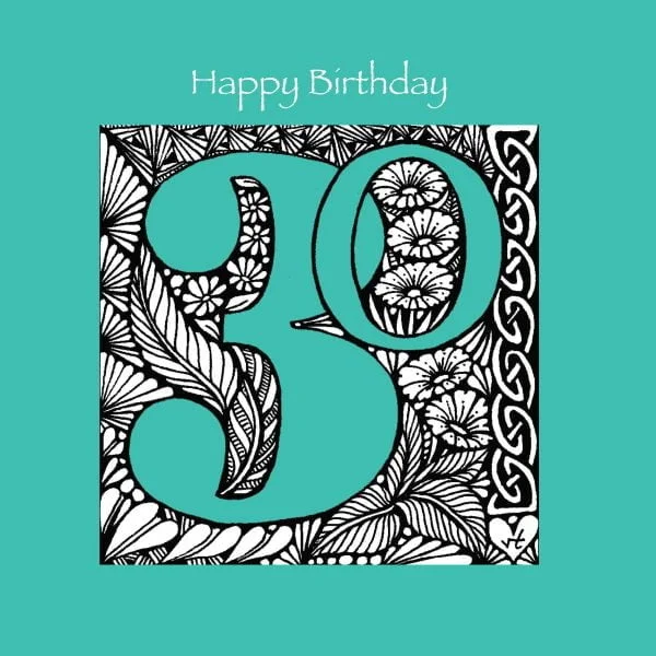 AAB930 30th Happy Birthday Turquoise floral