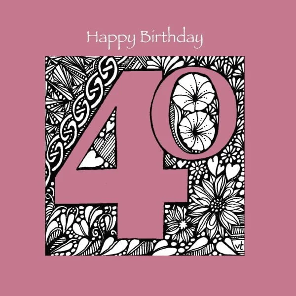 AAB931 40th Happy Birthday Pink floral