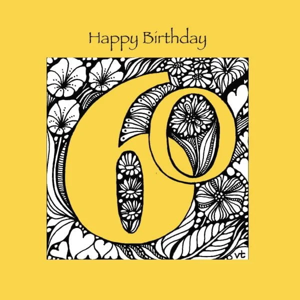 AAB933 60th Happy Birthday Yellow floral