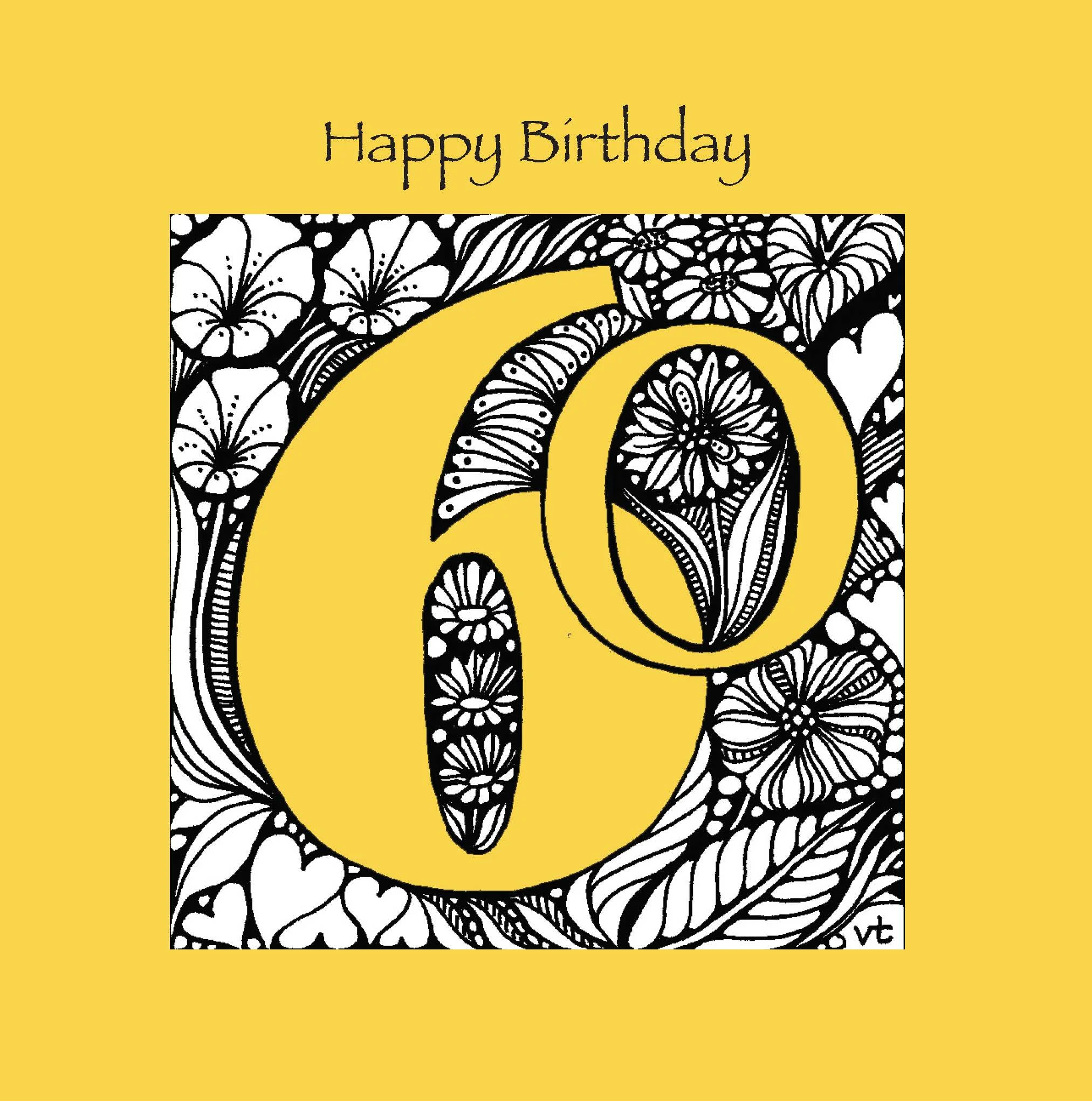 AAB933 60th Happy Birthday Yellow floral