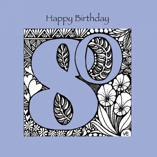 AAB937 80th Happy Birthday Lilac floral