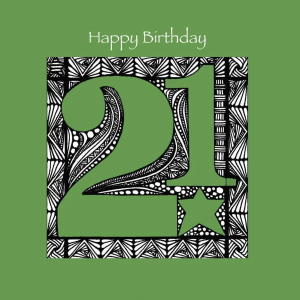 AAB947 21st Happy Birthday Green geometric