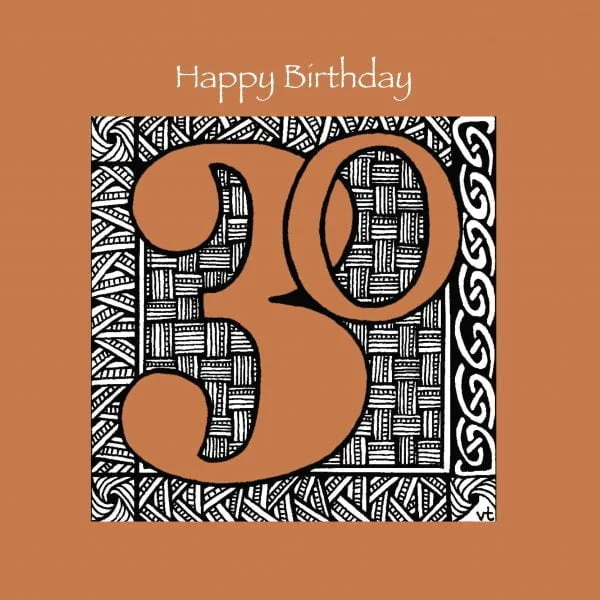 AAB948 30th Happy Birthday Tan geometric