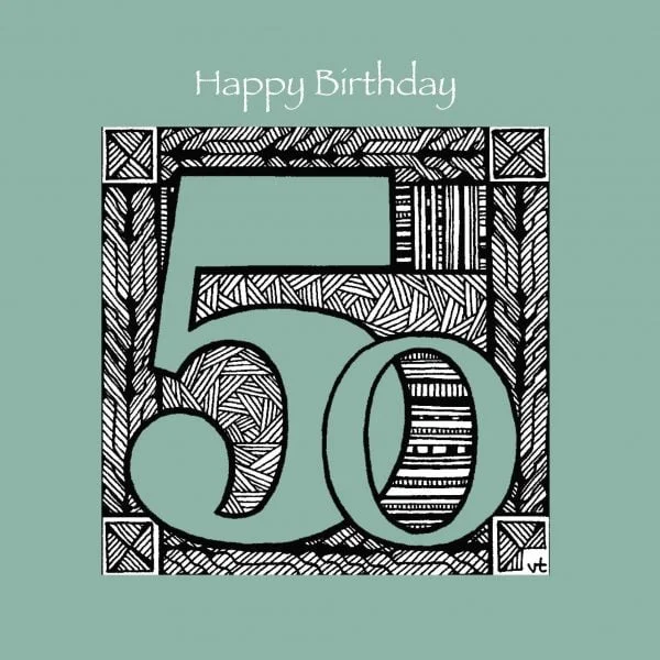 AAB950 50th Happy Birthday Green geometric