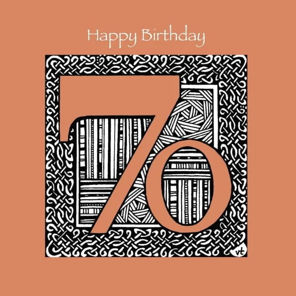 AAB952 70th Happy Birthday Caramel geometric