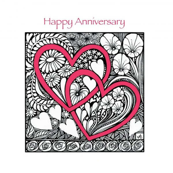 OAB290 Happy Anniversary Entwined Pink Hearts