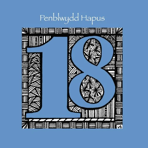 WAAB746 18th Penblwydd Hapus Blue geometric (happy birthday)