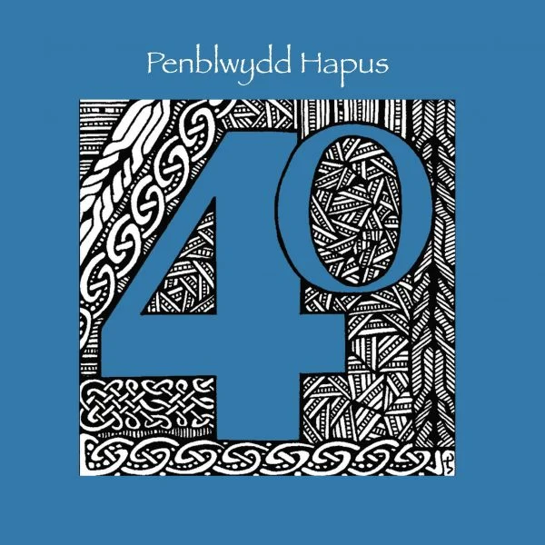 WAAB749 40th Penblwydd Hapus Blue geometric (happy birthday)