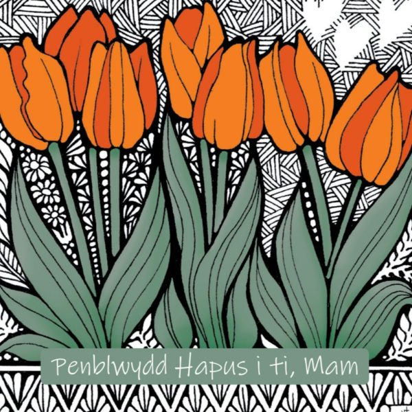 WOAB806 Penblwydd Hapus Mam Orange Tulips