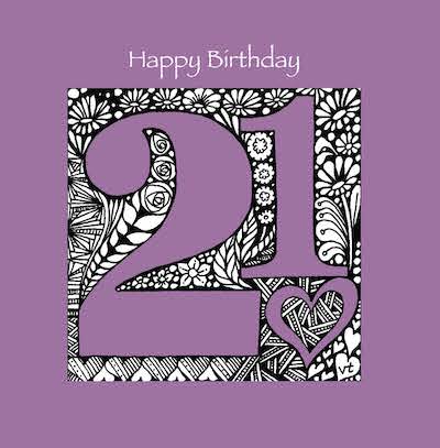 21st Happy Birthday card purple 400