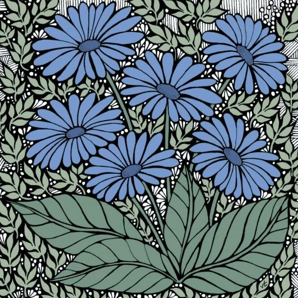 BAB273 Blue Daisy Bunch Blank