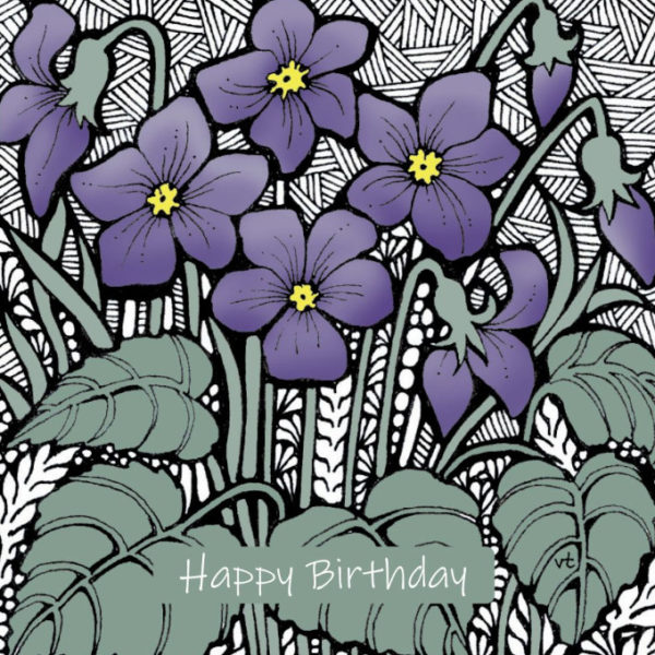 OAB282 Violets Happy Birthday