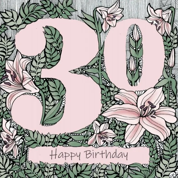 OAB312 30th Happy Birthday Floral