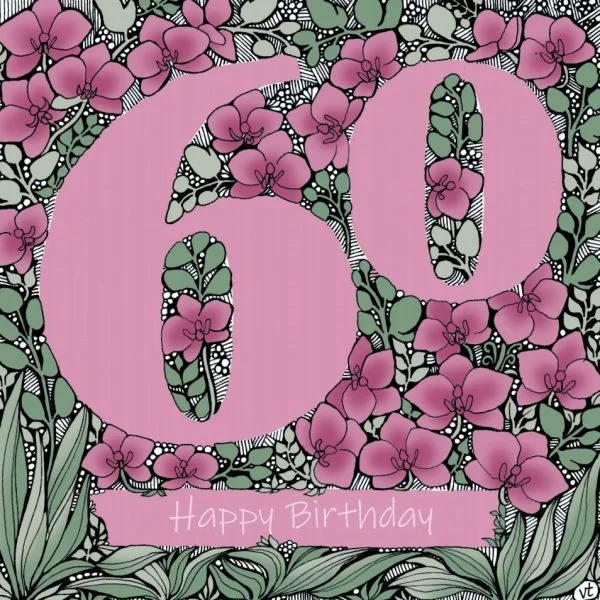 OAB315 60th Happy Birthday Floral