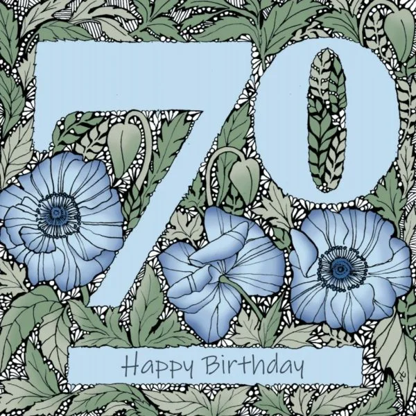 OAB316 70th Happy Birthday Floral