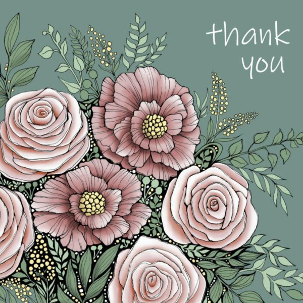 OAB322 Thank You Pink Roses